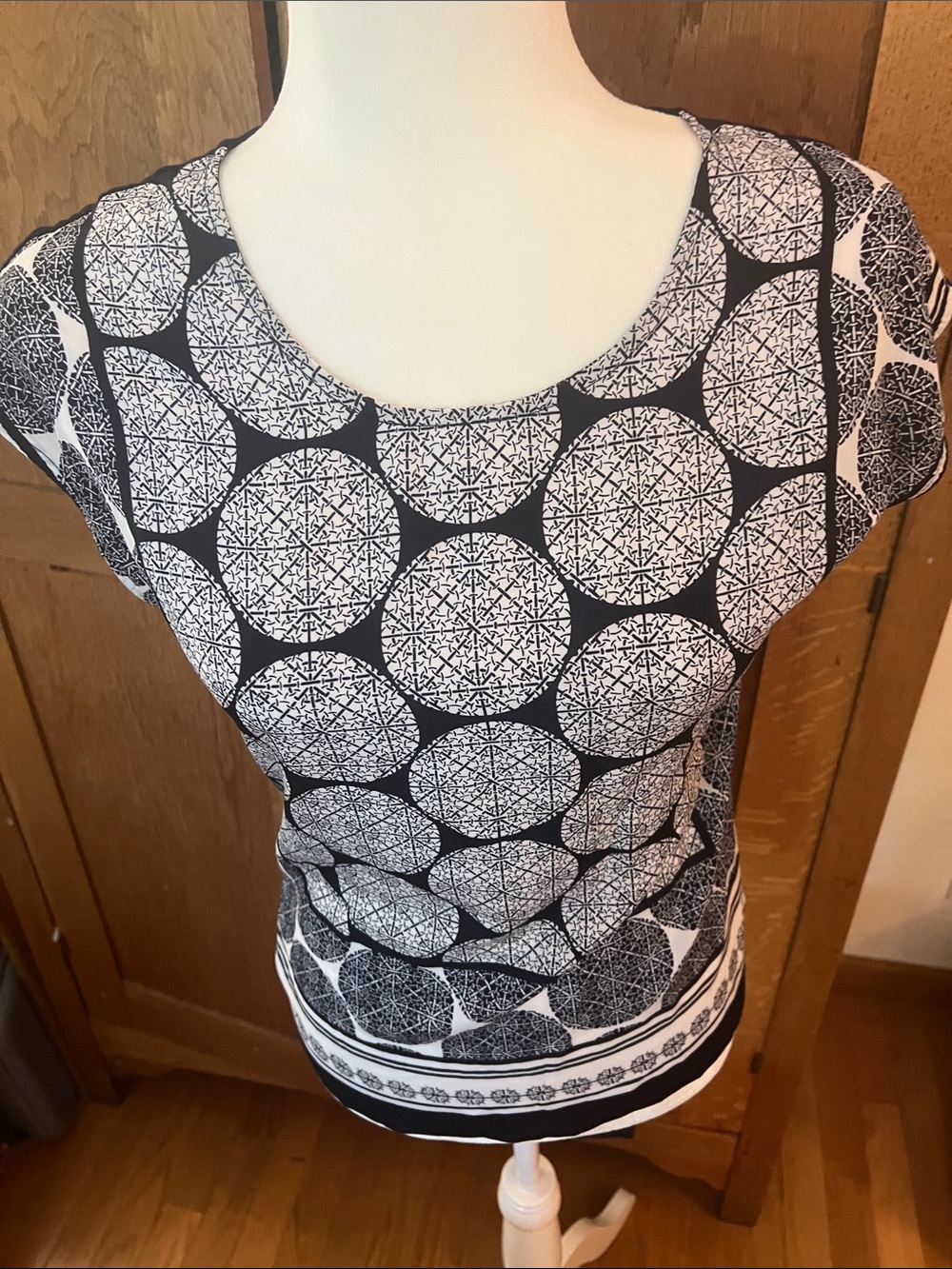 The Limited Navy and White Geometric Short Sleeve Tee